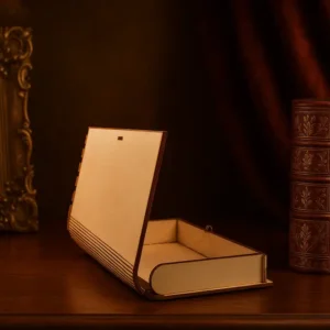 20250604_1404_Könyvszerű Fadoboz Környezetben_remix_01jwxd68scfb89wp782kyqgs24_result Könyv Hatású Díszdoboz - Személyre Szabható gravírozható borítóval.