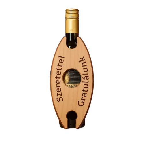 20250607_2009_Lézergravírozott Gratuláció_ pezsgőspohár tartó ajándék egyedi szöveggel fából.