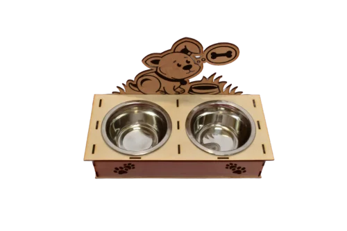 4 Személyre Szabható Dupla Etetőtál Kutyusoknak - Fa Etetőállvány Tálakkal