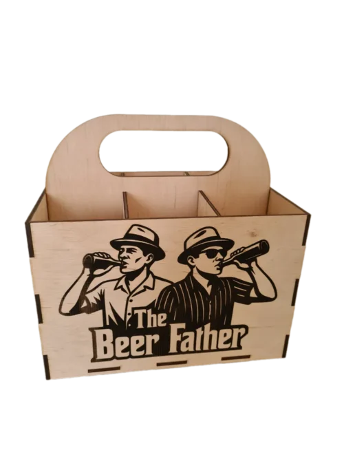 snapedit_1753023491634_result The Beer Father fa sörös rekesz Keresztapa‑hangulatú grafikával. üveges/dobozos sörökhöz egyaránt