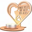 2 Szív alakú kutya emlékőrző mécsestartó, "Forever in my Heart" felirattal és kivágott kutya sziluettel, fehér háttér előtt.