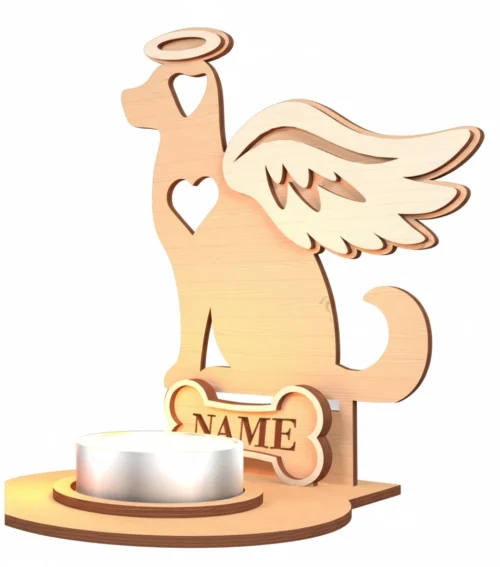 Angyalszárnyas kutya emlékmécses, kegyeleti dísz.