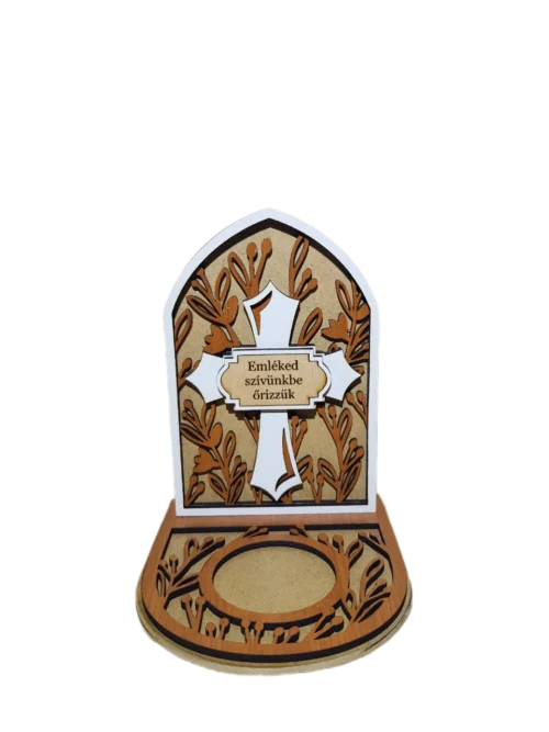 első-2B_result Kereszt alakú emlékőrző mécsestartó gyertya nélkül.