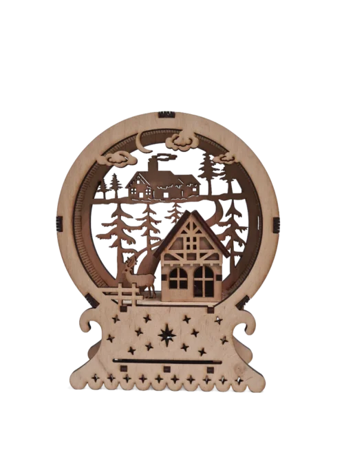 1_attr1_subject_result Fából készült, 3D hatású világító karácsonyi asztaldísz kikapcsolt állapotban,