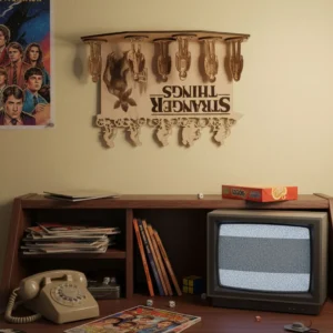 Stranger Things -3 Lézergravírozott Stranger Things fa dioráma, Hellyel lefelé kézműves ajándék