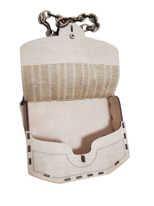 Női Táska nyitva Női Fa Táska kinyitva