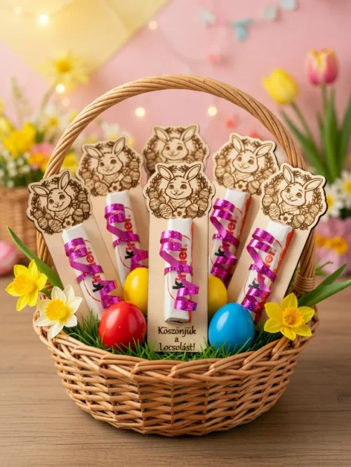 6db nyuszis locsoló ajándék egy kosárba