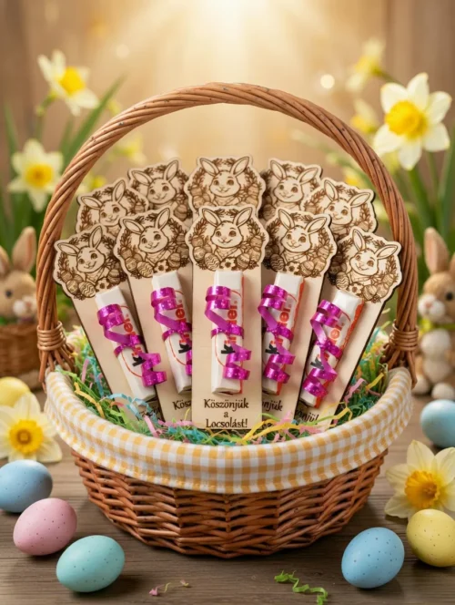 10 db nyuszis locsoló ajándék egy kosárba