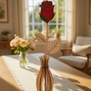 Örök fa rózsa és váza készlet natúr kivitelben anyák napi ajándék