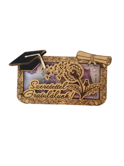 Fa ballagási pénzátadó ajándék 10000 forintos bankjeggyel feltöltve